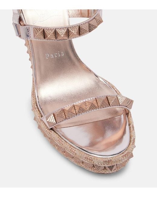 Christian Louboutin Pink Pyra Clou 100 Leather Espadrille Wedges