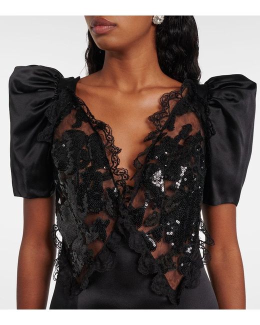 rodarte black lace dress jennyslate wears Rodarte's Lace and Silk Satin Cut Out Bias Dress for  @latenightseth. Styled by @mrmontyjackson. Hair: @anthonycampbellhair,  makeup: @kirinstagram. #rodarte #jennyslate