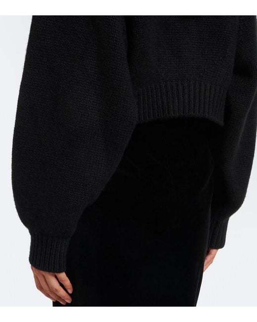 Khaite Black Cropped Cashmere Sweater