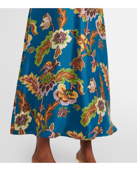 LaDoubleJ Blue Magnifico Printed Silk Midi Dress