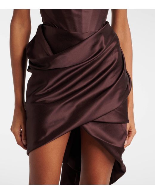 Vivienne Westwood Brown Nova Cora Asymmetric Satin Minidress