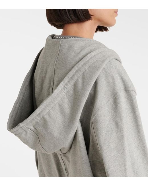 The Attico Gray Asymmetric Cotton-Blend Jersey Hoodie