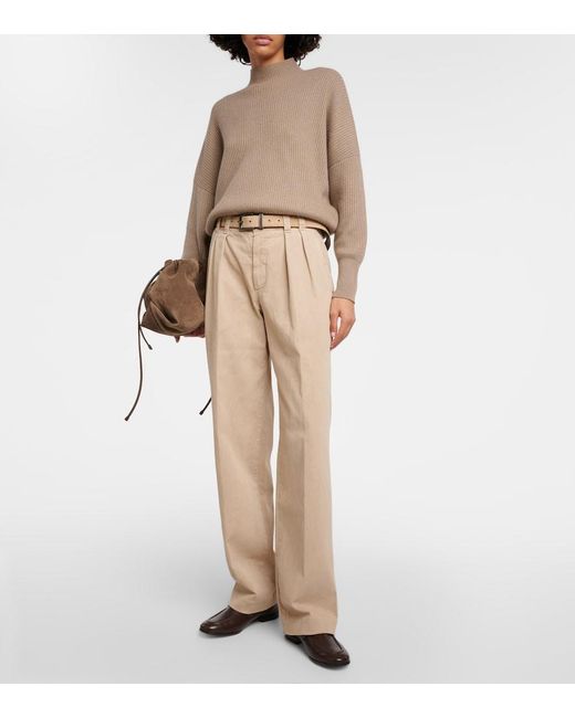 Brunello Cucinelli Natural Pleated Jeans