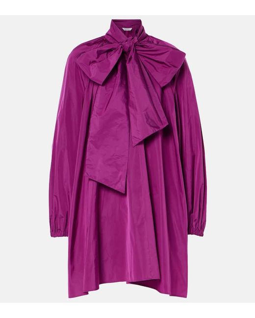 Max Mara Purple Garibo Bow-Detail Taffeta Minidress