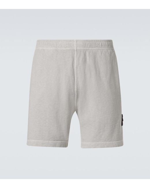 Stone Island Gray Compass Cotton Fleece Shorts for men