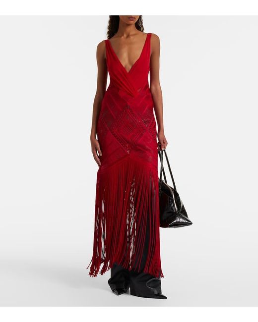 The Attico Red Besticktes Cocktailkleid Aus Tuell