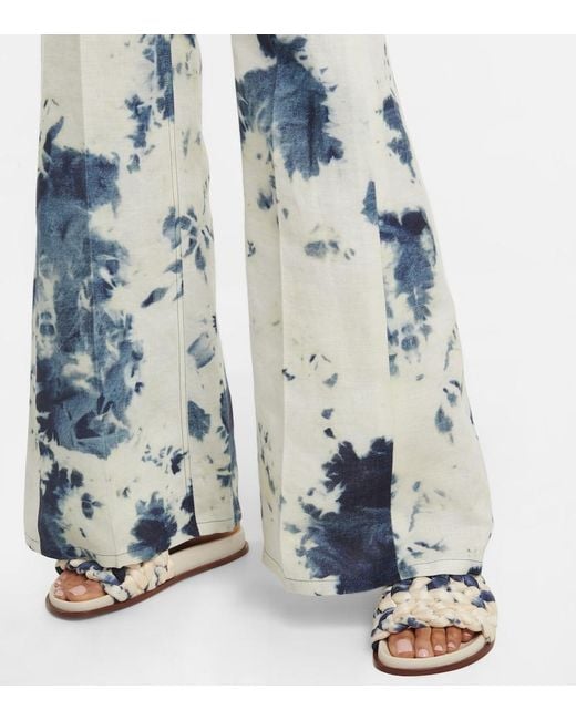 Chloé Blue Chloe Tie-dye Linen Flared Pants