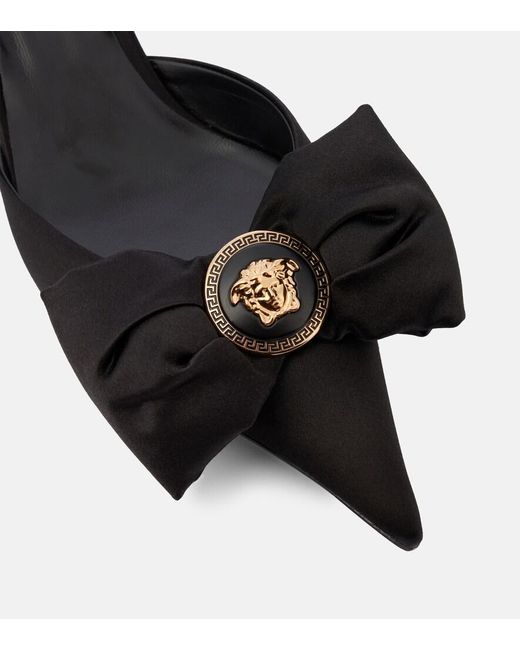 Versace Black Satin Slingback Pumps