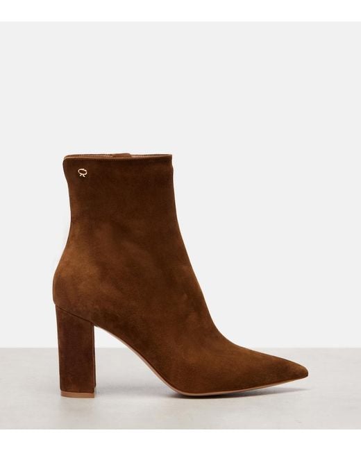 Gianvito Rossi Brown Lyell 85 Suede Ankle Boots