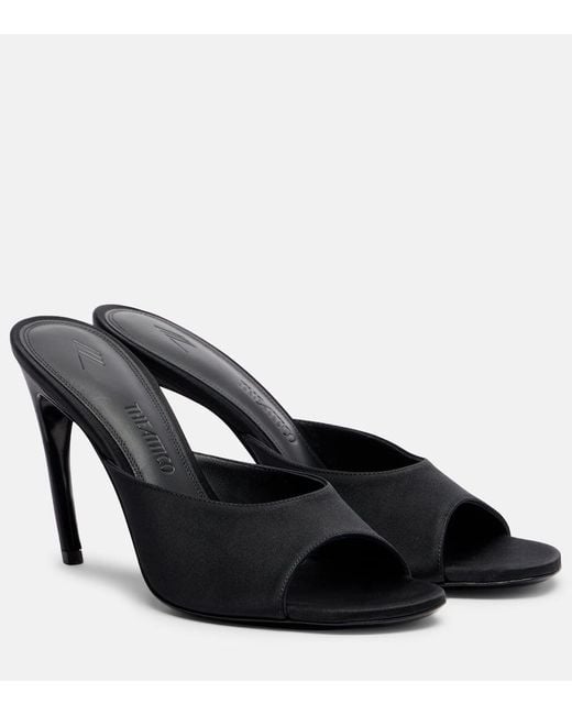 The Attico Black Betta Satin Mules