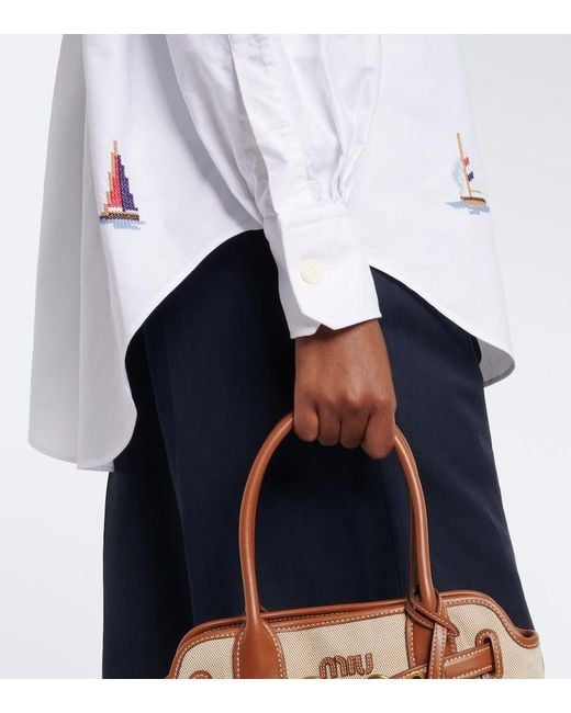 Camisa De Algodon Estampada Thom Browne de color White