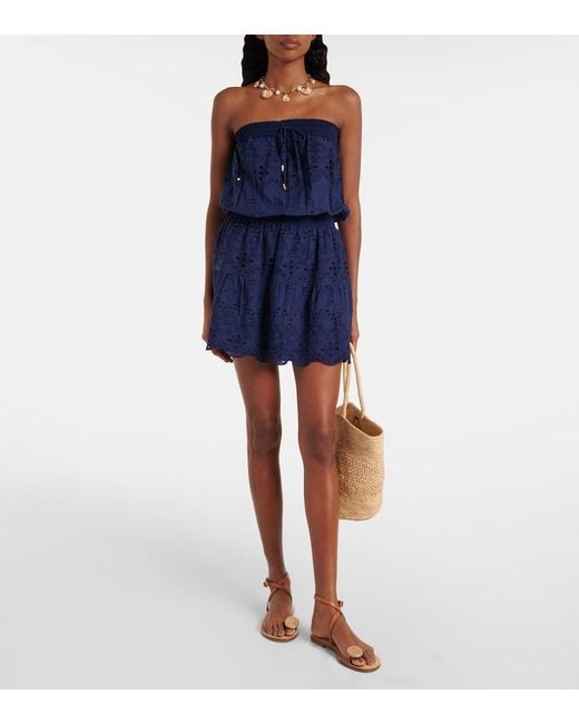 Melissa Odabash Blue Colette Cotton Broderie Anglaise Minidress