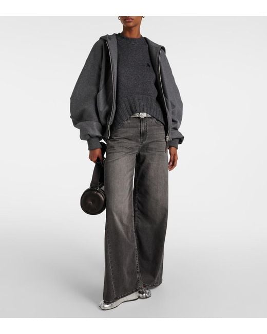 AG Jeans Gray Mid-Rise Wide-Leg Jeans