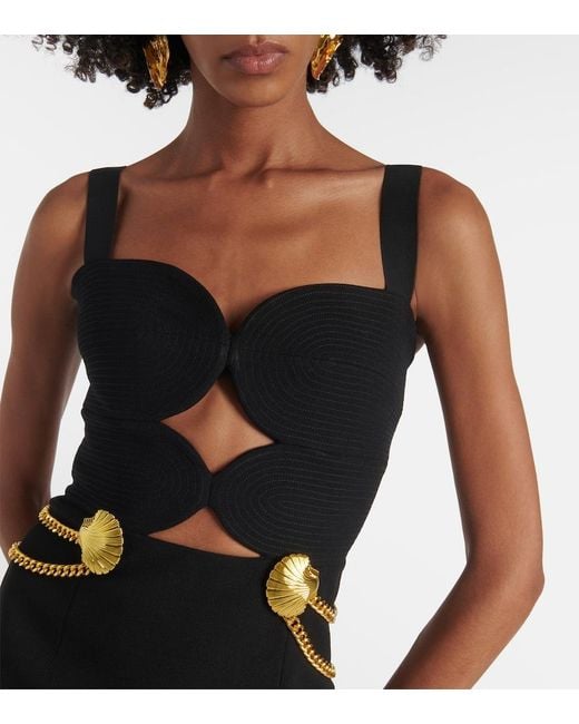 Rebecca Vallance Black Chelsea Embellished Cutout Bustier Dress