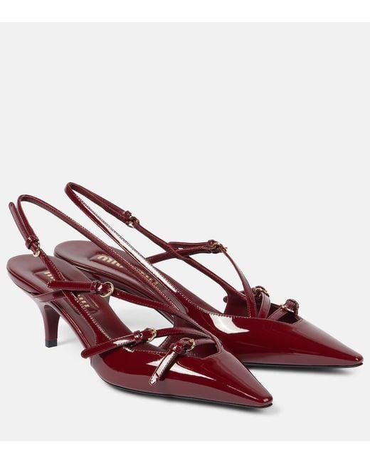 Miu Miu Red Slingback-Pumps 55 Aus Lackleder