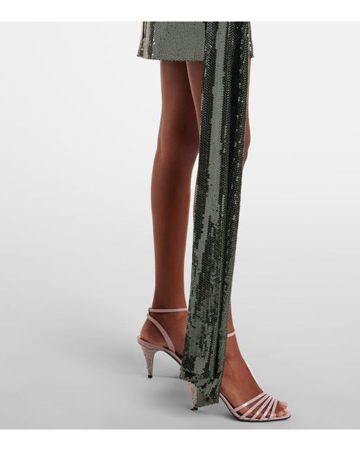Alex Perry Green Draped Halterneck Sequined Minidress