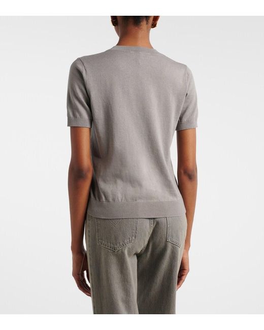 Max Mara Gray Cotton, Silk, And Cashmere Top