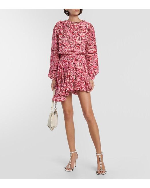 Isabel Marant Red Tiphaine Printed Silk Blouse