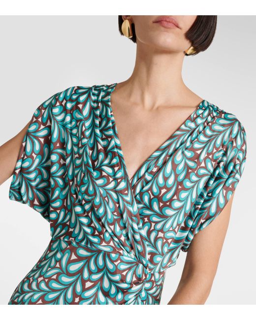 Diane von Furstenberg Green Williams Printed Jersey Midi Dress