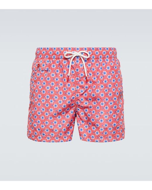 Kiton Pink Printed Swim Shorts for men