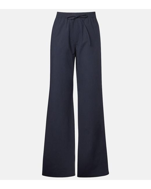 Dorothee Schumacher Blue Poplin Power Ii Cotton Poplin Wide-Leg Pants