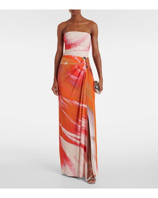 Jonathan Simkhai Red Emma Printed Jersey Maxi Dress