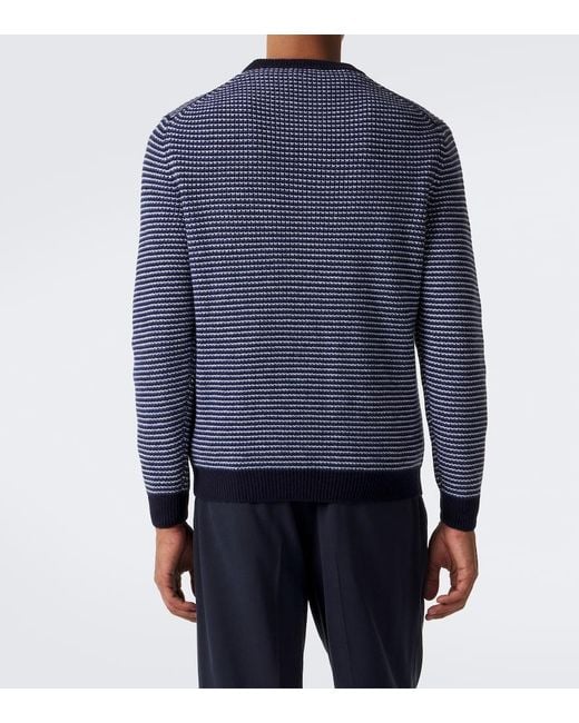 Lardini Blue Striped Wool And Cashmere Sweater for men