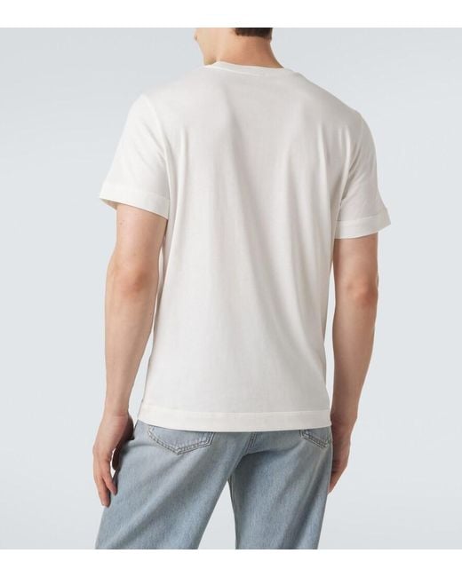 Moncler White Leather-Trimmed Cotton Jersey T-Shirt for men