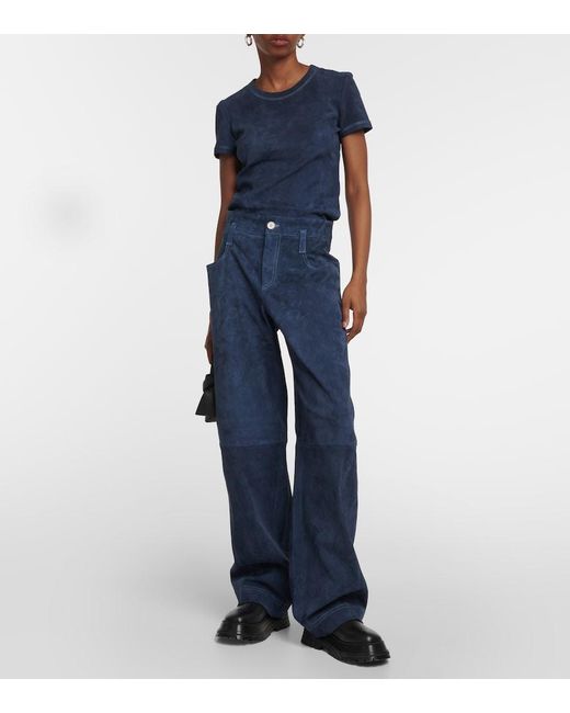Stouls Blue Cassidy Wide-Leg Leather Pants