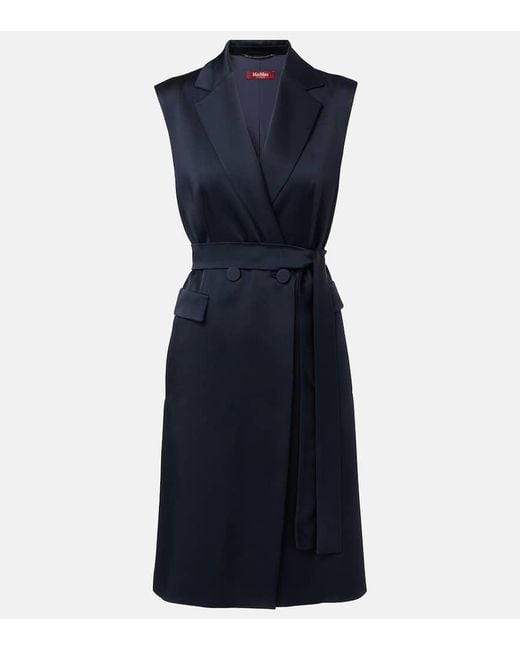 Max Mara Blue Weste Afgano Aus Satin