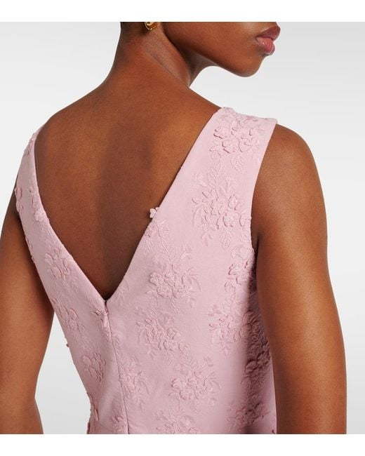 Vestido Midi De Lona Floral Bordado Erdem de color Pink