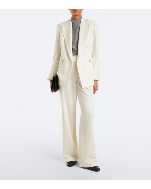 Eleventy White Wool And Cashmere Wide-Leg Pants