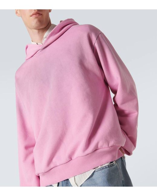 Felpa distressed in jersey con cappuccio di Acne in Pink da Uomo