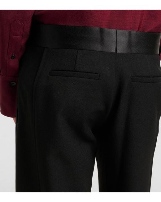 Victoria Beckham Black Side Panel Wool-Blend Wide-Leg Pants