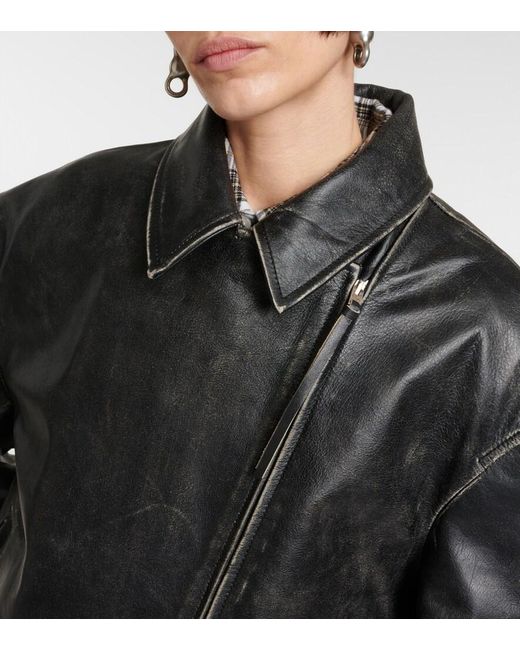 Acne Black Leather Jacket With A 'Vintage' Effect