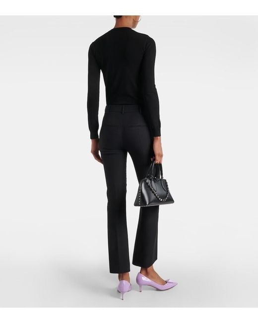 Valentino Black Crepe Couture Mid-Rise Straight Pants