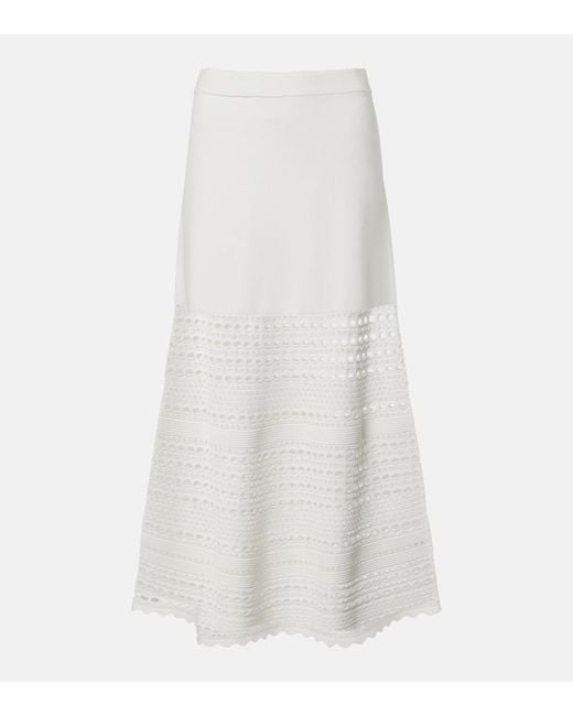 Jonathan Simkhai White Westly Open-Knit Midi Skirt