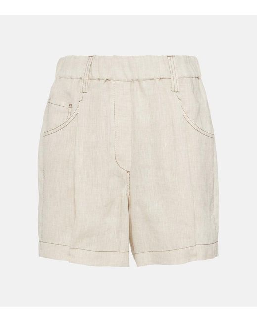 Shorts de lino Brunello Cucinelli de color White