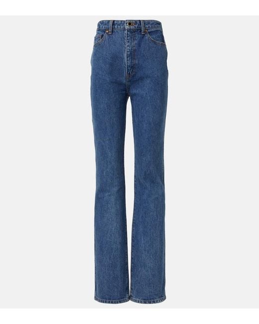 Khaite Blue Danielle High-Rise Straight Jeans