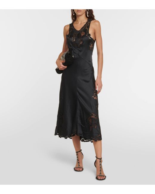 Isabel Marant Black Jadel Embroidered Silk-blend Midi Dress