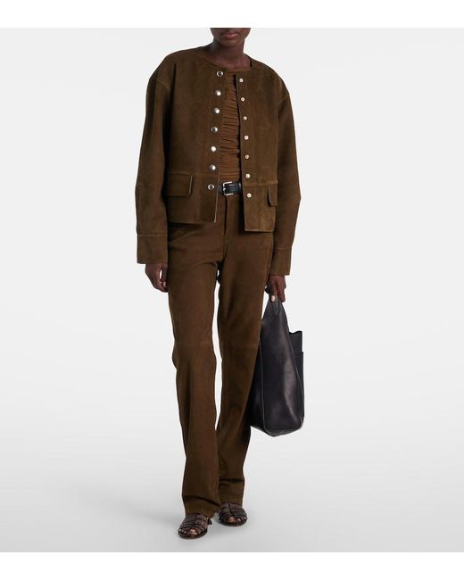 Proenza Schouler Brown Maxine Suede Straight Pants