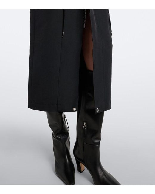 Sacai Black Cotton-Blend Zip-Up Midi Skirt