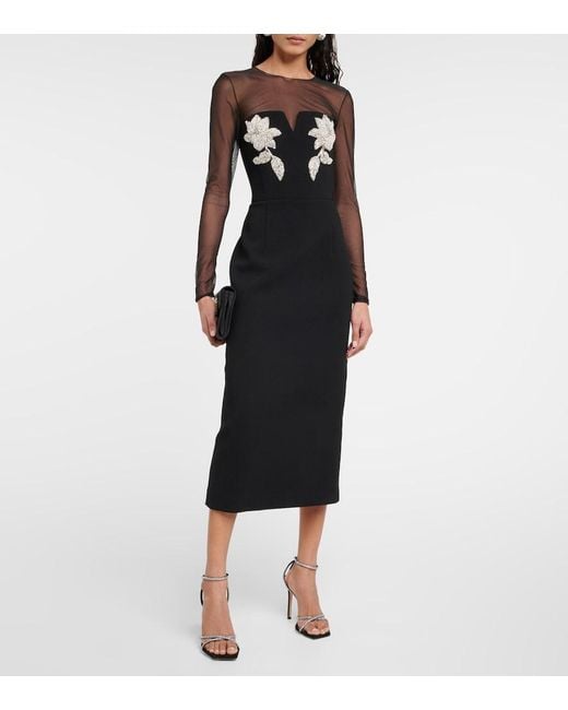 Rebecca Vallance Black Ginevra Embellished Midi Dress