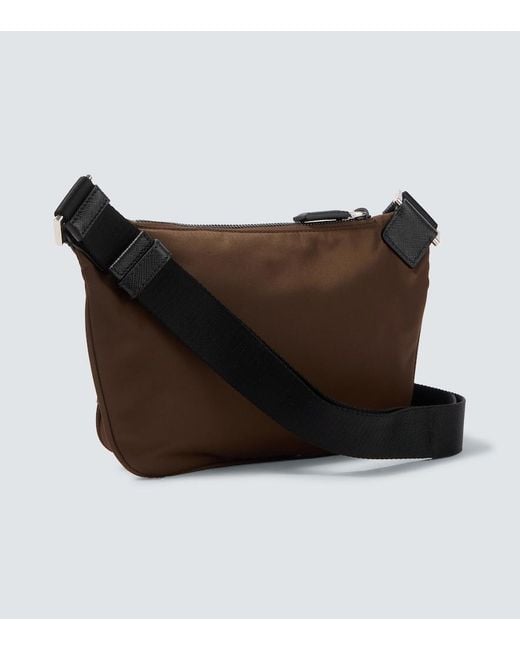 Prada Brown Re-Nylon Leather-Trimmed Shoulder Bag for men