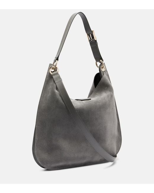 Tom Ford Gray Tara Large Suede Crossbody Bag