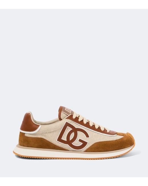 Dolce & Gabbana Brown Dg Cushion Suede-Trimmed Sneakers for men
