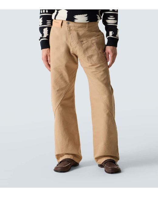 J.W. Anderson Natural Twisted Embroidered Cotton Wide-Leg Pants for men