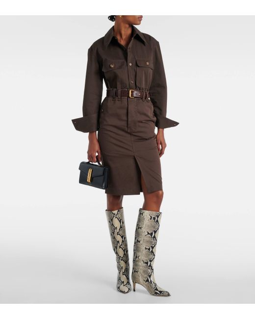 Paris Texas Green Stiletto 60 Snake-effect Leather Knee-high Boots