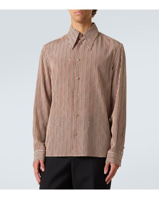 Valentino Brown Striped Silk Shirt for men