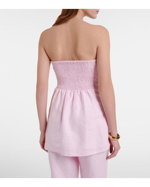 Faithfull The Brand Pink Boe Linen Bustier Top